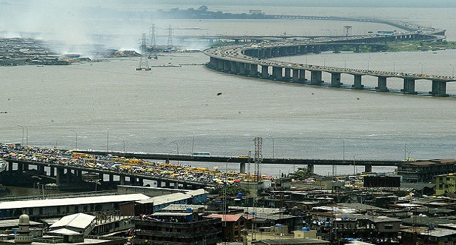 BREAKING! Unidentified Helicopter Crashes Into Third Mainland Bridge
