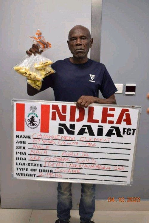 STORYNDLEA Nab 67-Yr-Old Man At Abuja Airport For Ingesting 100 Wraps Of Cocaine